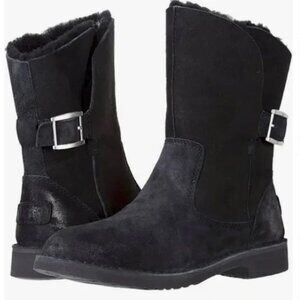 UGG Jannika Boots in Black Sheepskin with Silver Buckles